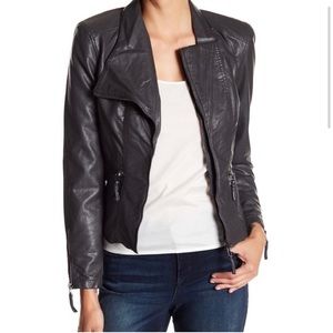 Blank NYC‎ Gunmetal Gray Moto Faux Leather Fitted Jacket Size Small
